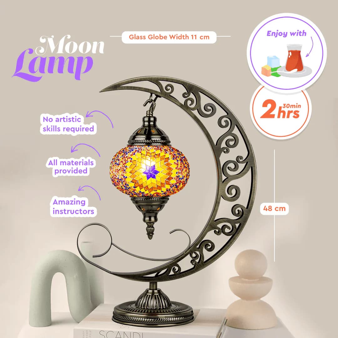 Crescent Moon Mosaic Lamp